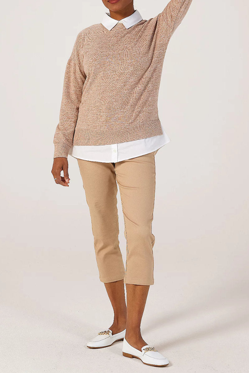 Ex Denim & Co. Jumper & Shirt 2 in 1 in Beige