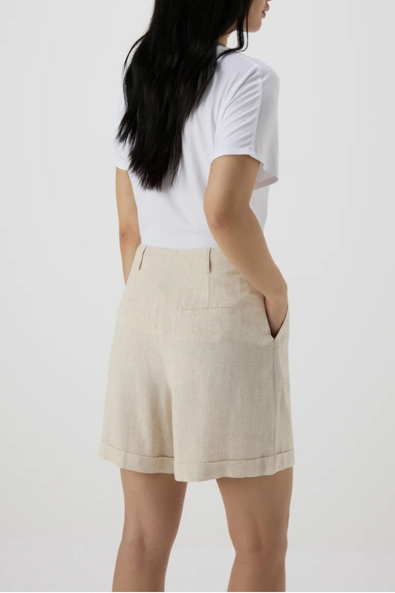 Famous Store Linen Shorts in Beige