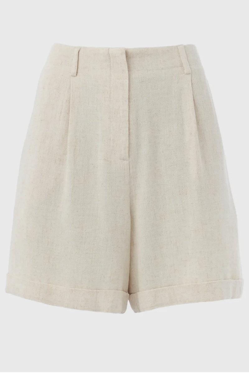 Famous Store Linen Shorts in Beige