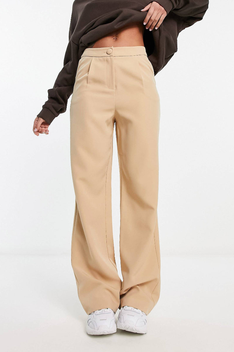 Ex-Miss Selfridge Slouchy Straight Leg Trousers Stone