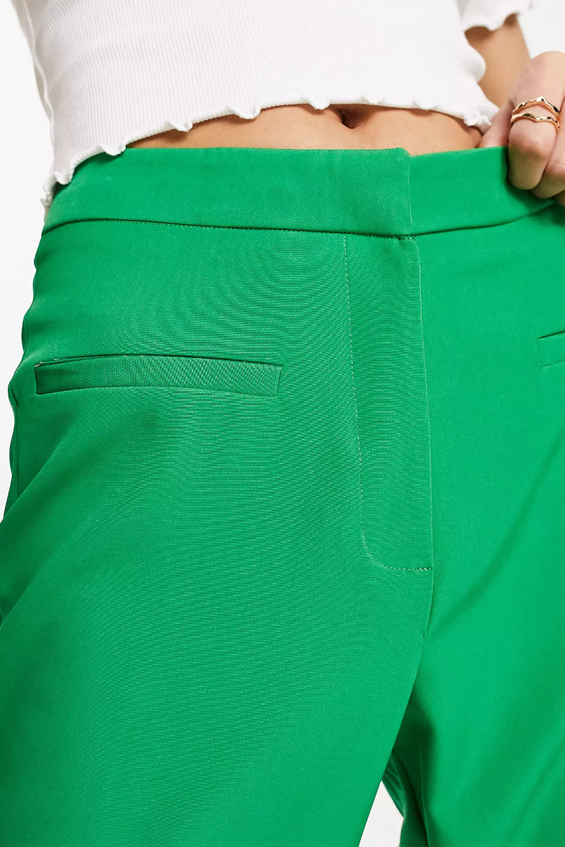 Ex-Miss Selfridge Cropped Flare Trousers Green