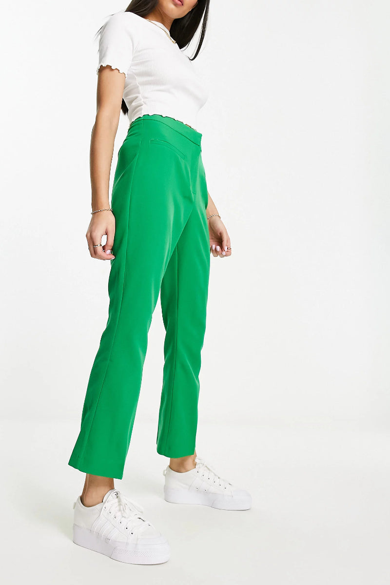 Ex-Miss Selfridge Cropped Flare Trousers Green