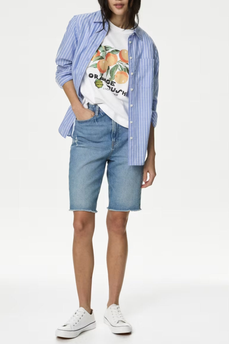 Ex M&S Pure Cotton Orange Crush Printed Oversized T-Shirt