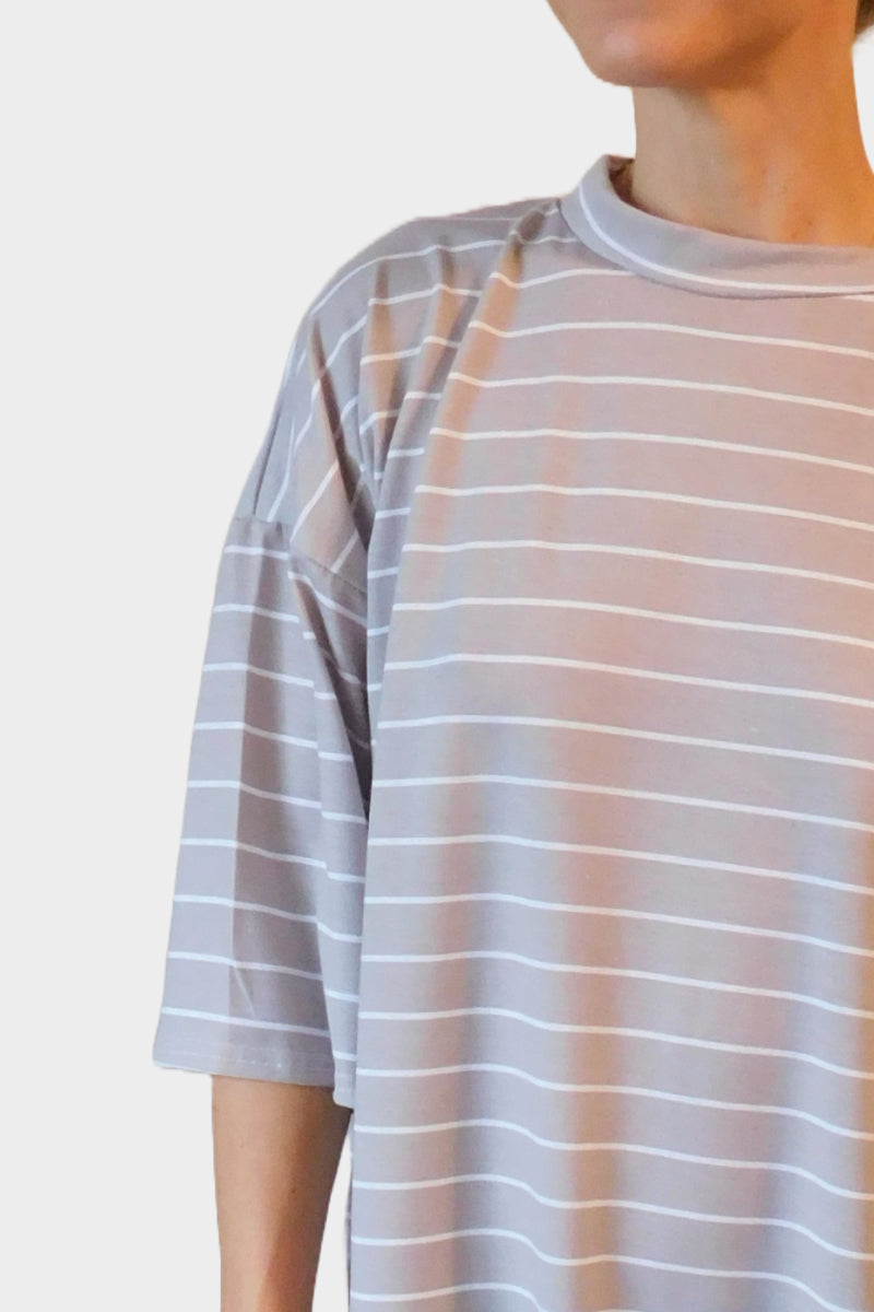 Camel Oversized Striped T-Shirt Dress