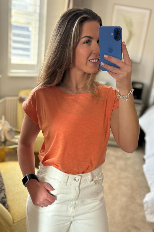 Ex M&Co Orange Cap Sleeve T-Shirt