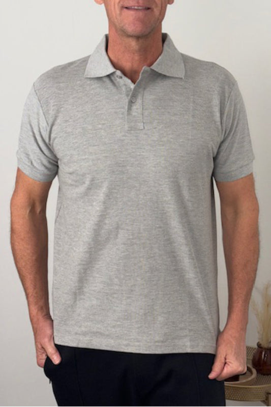 Enfari Marl Grey Men's Polo Tops 100% Cotton