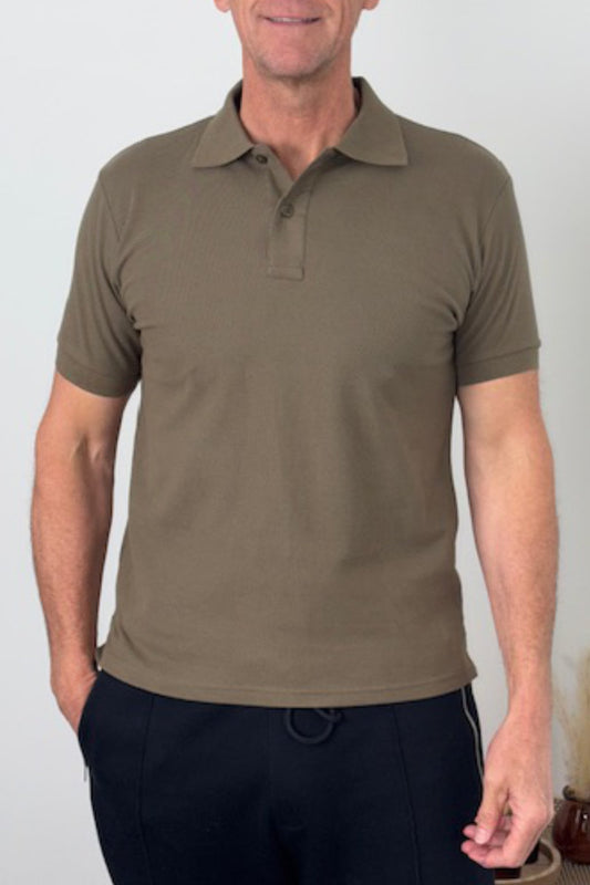 Enfari Khaki Men's Polo Tops 100% Cotton