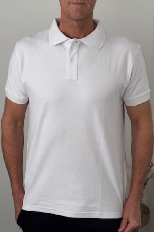 Enfari White Men's Polo Tops 100% Cotton